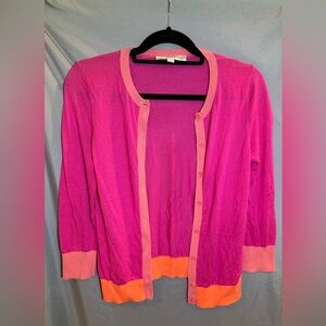 LOFT Pink and Orange Cardigan Sweater